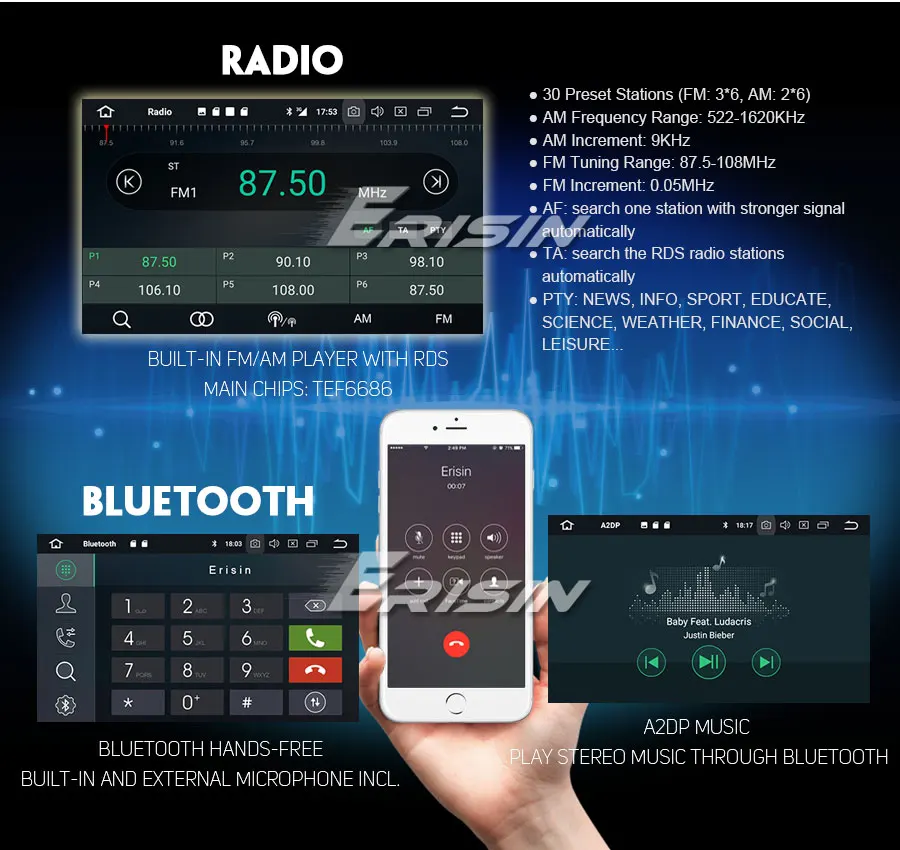 Erisin ES7929D " Android 9,0 Автомобильный gps Sat Nav DAB+ DVR для Renault Dacia Duster Logan Sandero Dokker