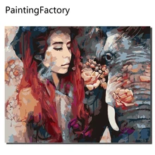 PaintingFactory обрамленная красота и Слон Живопись по номерам настенная живопись и каллиграфический домашний декор изображение цветные цифры