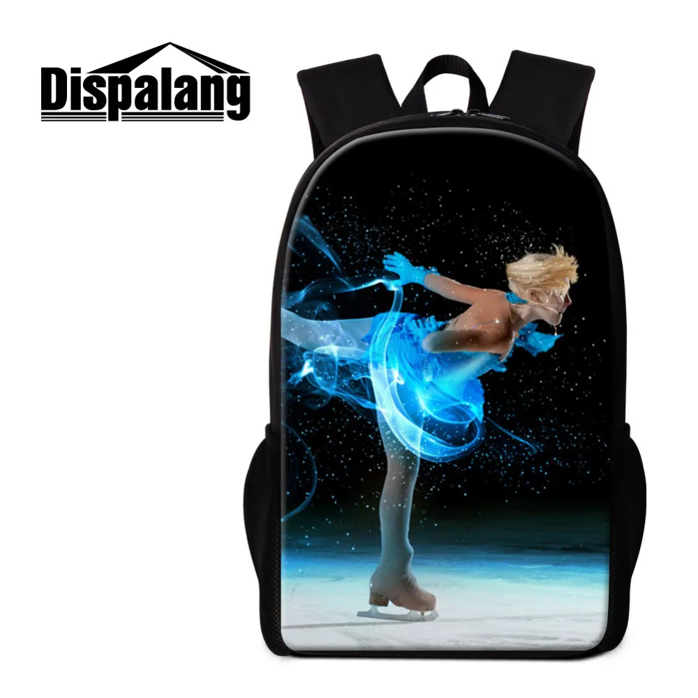 Dispalang Ice Skating Girl Backpacks Student Large School Bag Pencil