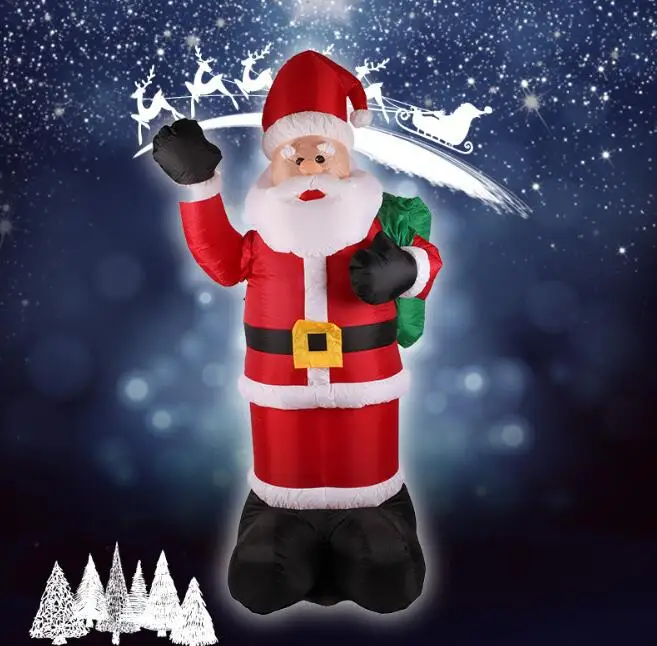 2 4m Inflatable Santa Claus Black Hand Christmas Inflatable Santa