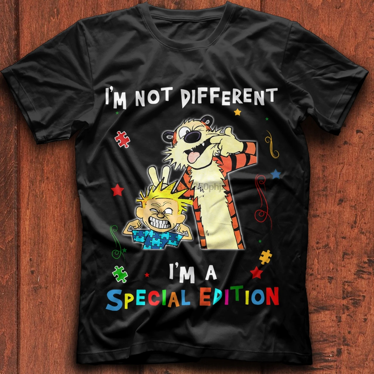 

Autism Calvin And Hobbes Im Not Different T Shirt Black Cotton Men S-6XLCartoon t shirt men Unisex New Fashion tshirt