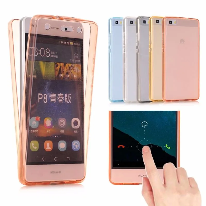 

For Huawei P8 Lite Case Smart Touch Front Back 2 in 1 360 Full Soft TPU Clear Cover For Huawei P10 Lite P9 Lite P10 Plus P8 Case