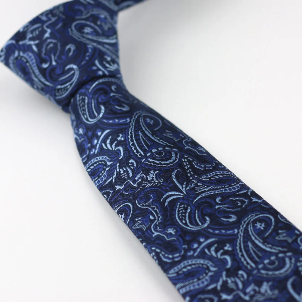 Men's Suit Ties New Design Blue With Sky blue Paisley Jacquard NeckTie