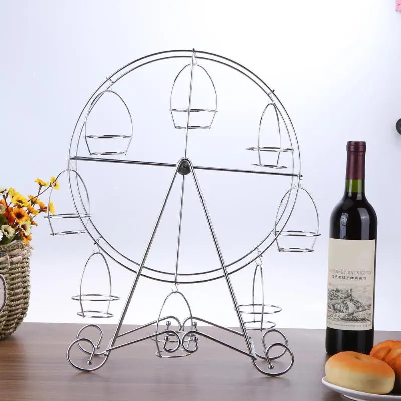 

Ferris Wheel 8 Cup Cake Stand Rotate Stainless Steel Display Holder Wedding Party Birthday Bake Tools Cupcake Dessert Cake Decor