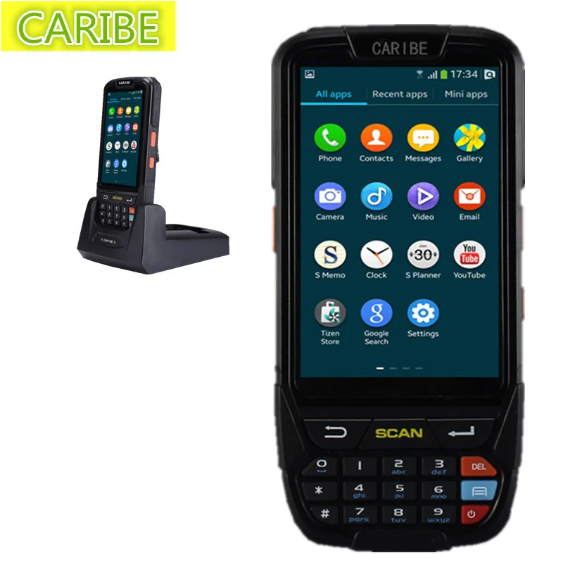 CARIBE يده ماسحة 2D الباركود ماسحة شاشة تعمل باللمس الصناعية مع GPS UHF RFID (1-2 متر)