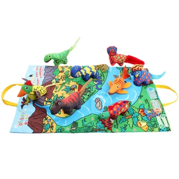 

Jollybaby Baby 3D Scene Dinosaur Cloth Book And Drama Pad Baby Rattle Early Development Education Story Book