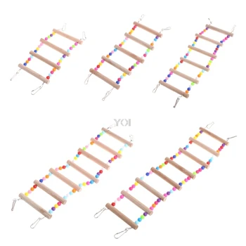 

Birds Pets Parrots Ladders Climbing Toy Hanging Colorful Balls With Natural Wood