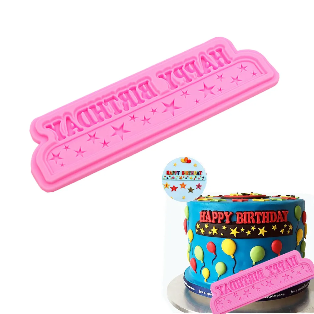 

Happy Birthday Folding Cake Fold Silicone Mold Cake Dessert Decorative Mold Handmade Chocolate Cake Bakery Gadgets Embossed lace
