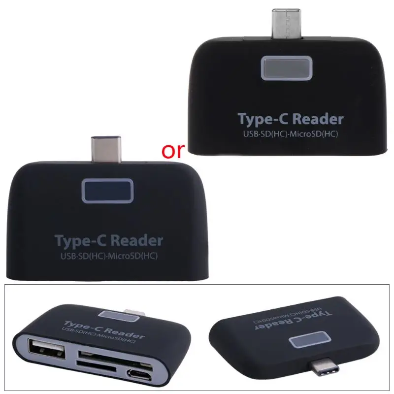 Черный 3в1 USB 3,1 type C USB-C TF Micro SD OTG кард-ридер для Macbook Phone Tablet - Цвет: Черный
