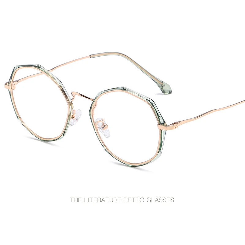 Тренд необычные очки оправа TR90 для мужчин и женщин модные красивые очки оправа многоугольная индивидуальная декоративная плоская зеркальная - Цвет оправы: Green