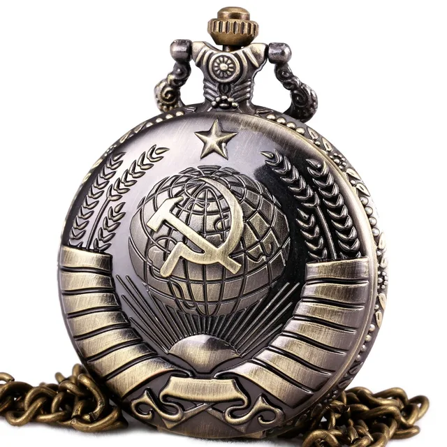 RUSSIA MOSCOW Soviet Souvenir Men POCKET WATCH QUARTZ STEAMPUNK WITH CHAIN Open- RUSSIA MOSCOW Soviet Souvenir Men POCKET WATCH QUARTZ STEAMPUNK WITH CHAIN Open-