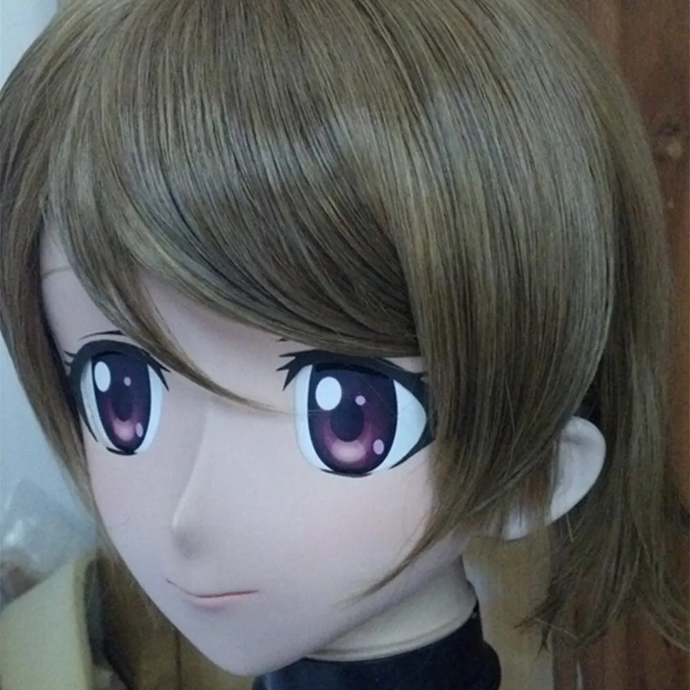 (C2-031)Top Quality Handmade Female Full Face Anime KIG Mask with Wig Kigurum Cosplay Crossdresser Classic Halloween Cartoon