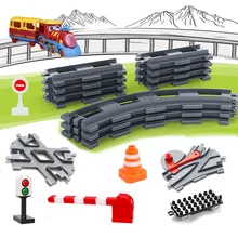Transporte ferroviário montar grandes blocos de construção pista conjunto brinquedo compatível tijolos trem casa brinquedos interativos para o presente das crianças