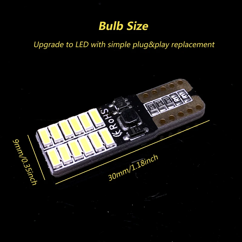 2x Canbus T10 светодиодный ламп с 4014SMD 24 зигзагообразная светодиодная 194 168 W5W