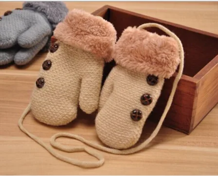 Зимние Детские перчатки для мальчика, теплые вязаные митенки, перчатки, детские шнурки, Luvas, полностью покрытые пальцы, Холтер, перчатки для мальчиков CL2073 - Цвет: khaki