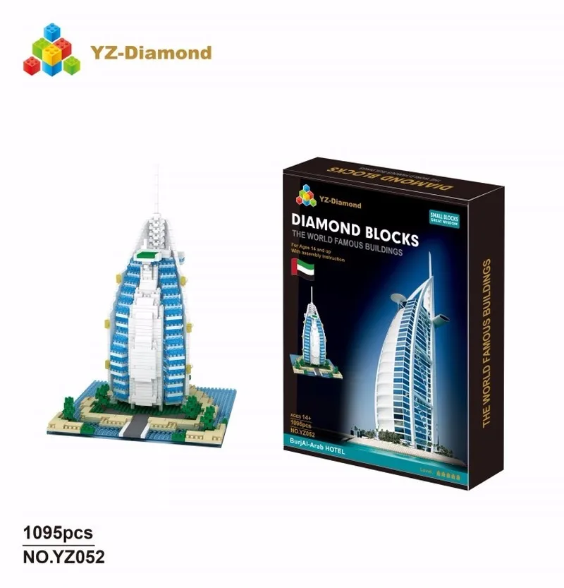 Всемирно известный Строительство Diamond Block игрушки Дети DIY Burj Дубай Burj Al Arab Hotel Триумфальная арка модель строительство комплект