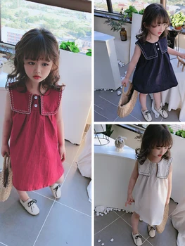 

2020 kids clothes Summer New girl cute dress children leisure dress three colors