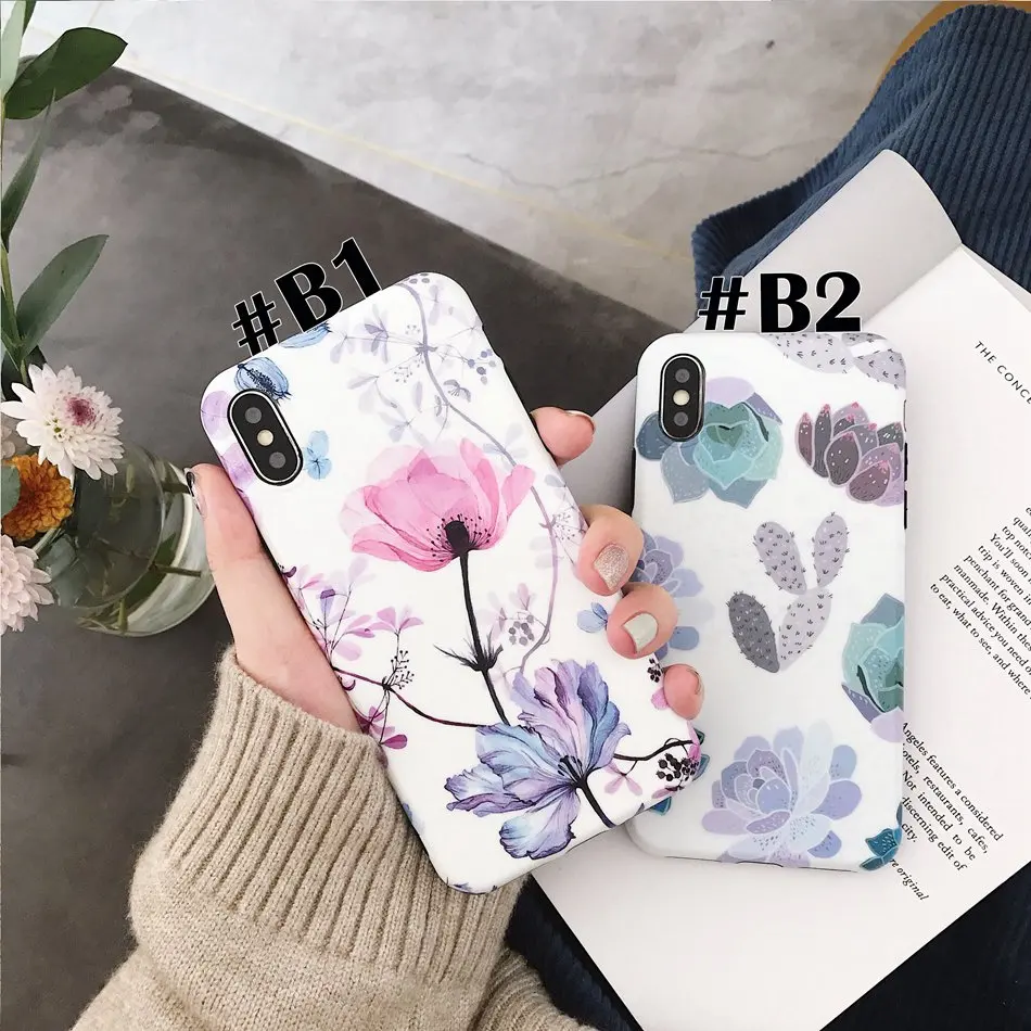 

Tropical Flower Leaves Phone Case For iPhone 7 6s 8 Plus Vintage Lotus Floral Print Case For iPhone X XS Max XR Soft TPU Cover