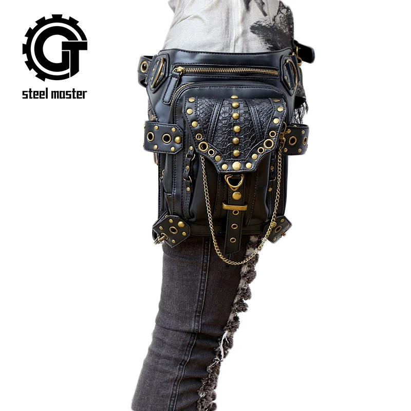 

Steel Master 2016 new products steampunk retro bag gothic mini fashion mobile phone bag messenger shoulder men women waist bag