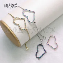 10 шт. браслеты с сердцем радужные циркониевые аксессуары Простые Ювелирные изделия с кристаллами для лета трендовые ювелирные изделия для женщин 9261