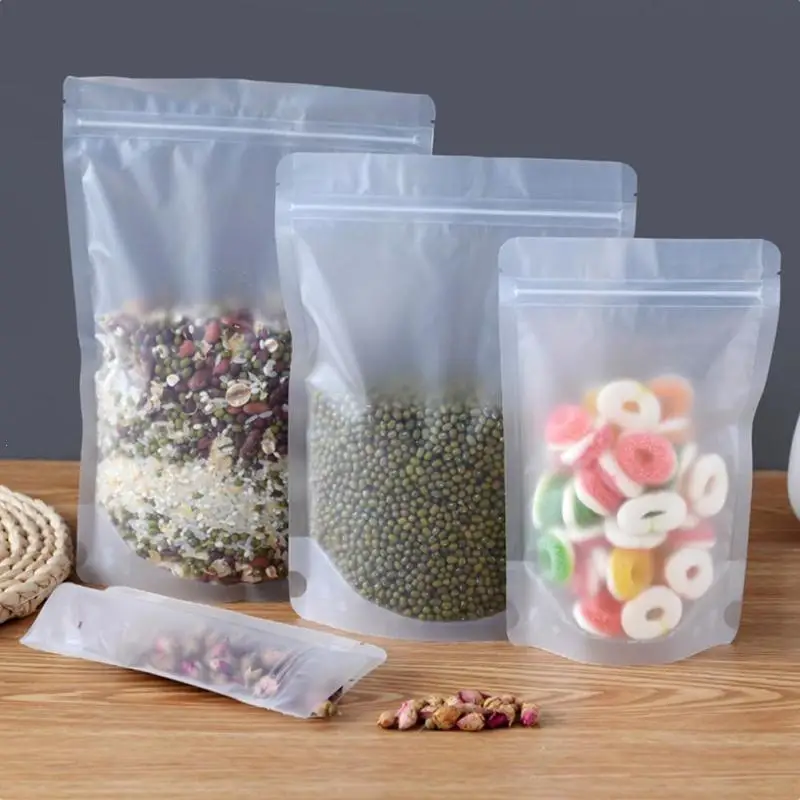 5pcs Zip lock Food Storage Bag Clear Fresh Freezing Heating Food