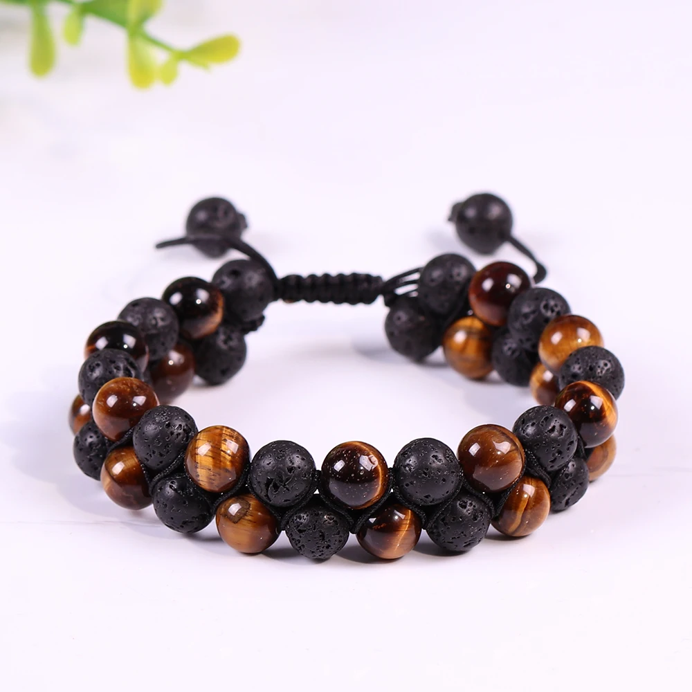 

Lava Stonebracelet Energy Yoga Bracelet Yellow Tiger Eye Bead Bracelet Adjustable Bracelet For Men Buddhist Jewelry