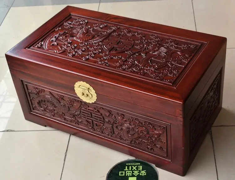 Camphor деревянная мебель двойная счастье camphorwood коробка ручной работы, деревянный дракон Свадебная шкатулка для приданого и хранения меха