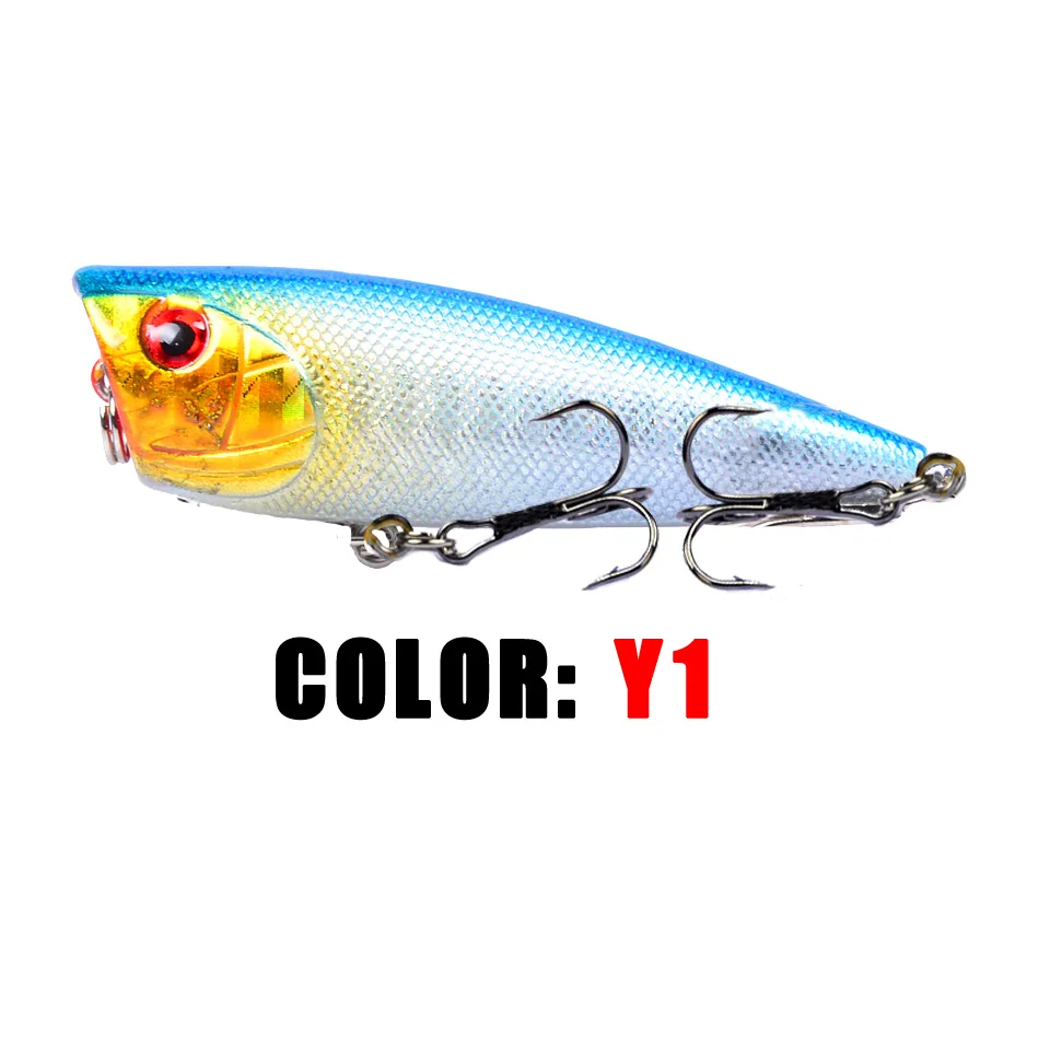 LINGYUE Поппер приманка 60 мм 7 г Topwater наживка isca искусственная погремушка воблер Crankbait 6# крючки рыболовные снасти Pesca для окуня - Цвет: Y1