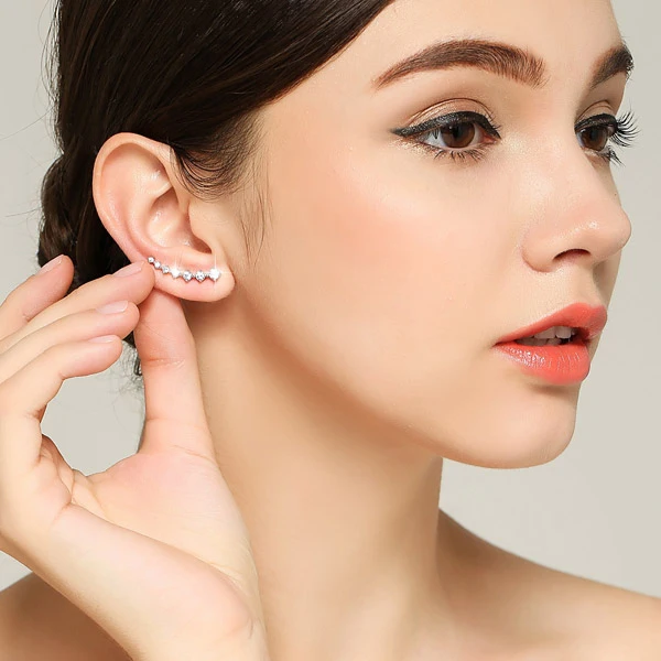 2018 Bling AAA Zirconia Factory Promotion Climber 925 Sterling Silver Long Ear Cuff Stud Earrings For Women Ladies Jewelry Gift Fashion Jewelry