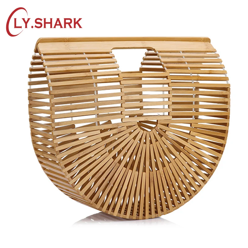 

LY.SHARK Ladies Beach Bag Fashion Ladies Bamboo Bags Women's Bamboo Handbag Summer Female Purse Handmade Women Beach Bag
