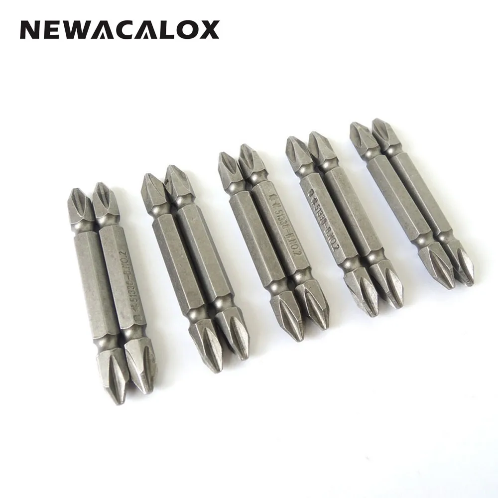 

NEWACALOX 1/4 inch PH2 Electric Screwdriver Bit Set Bits Hex Shank Magnetic Alloy Steel for Cross Head 60mm 10pcs Hand Tool
