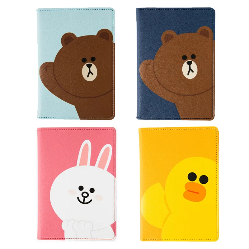 

Cartoon Brown Bear PU Leather Travel Passport Cover Wallet Function Credit Card Package Id Holder Storage Money Organizer Clutch
