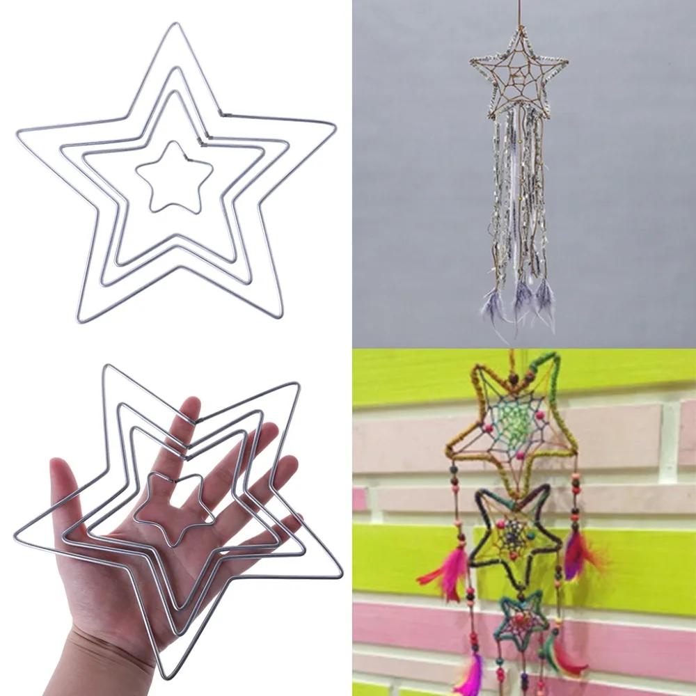 

5/11.5/14.5/19.5cm Star Shape Metal Dream Catcher Dreamcatcher Ring Macrame Craft Hoop DIY Accessories 4Sizes