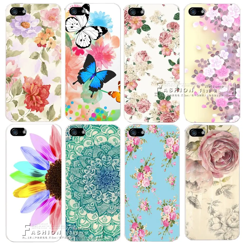 

Romantic Flower Colorfull Painted Hard Plastic Shell Cover Case For Apple iPhone X 4 4S 5 5S SE 5C 6 6S 7 8 Plus Coque