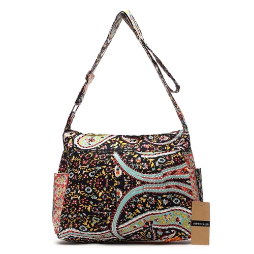 Annmouler винтажная женская сумка на плечо из хлопковой ткани, Сумка с клапаном в богемном стиле, сумка-мессенджер с принтом слона, сумка через плечо на молнии - Цвет: No 9