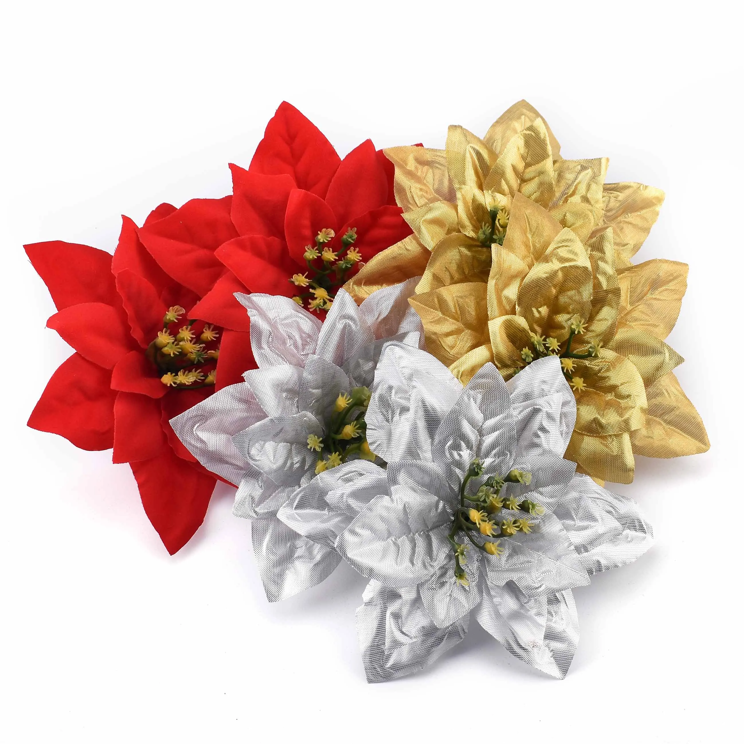 

3pcs/15cm Large Artificial Gold ,Silver,Red Rose Flower Heads For Home Wedding Decoration DIY Christmas Tree Silk Flowers