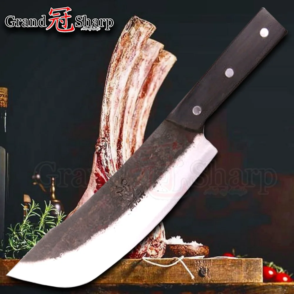 

Chef Cleaver Knife Chopper Slicing Cooking Tools Handmade Kitchen Knives Traditional Chinese Style Pro Sharp Slaughter Knife