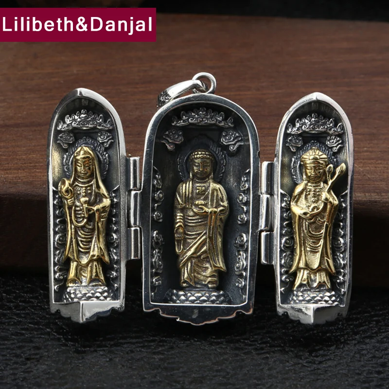 Статуя Будды открывающаяся коробка Gawu подвеска «мантра» 925 пробы серебряные ювелирные изделия для мужчин женщин день матери ожерелье кулон P13
