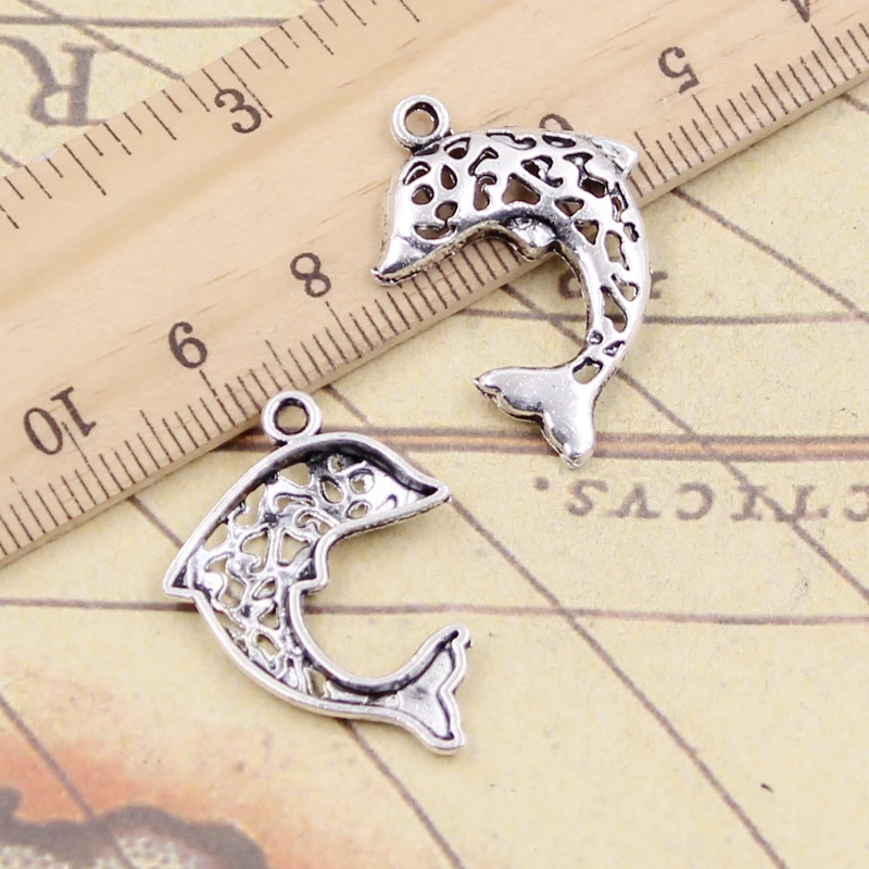 

20pcs Charms Hollow Dolphin 28x20mm Tibetan Silver Color Pendants Antique Jewelry Making DIY Handmade Craft