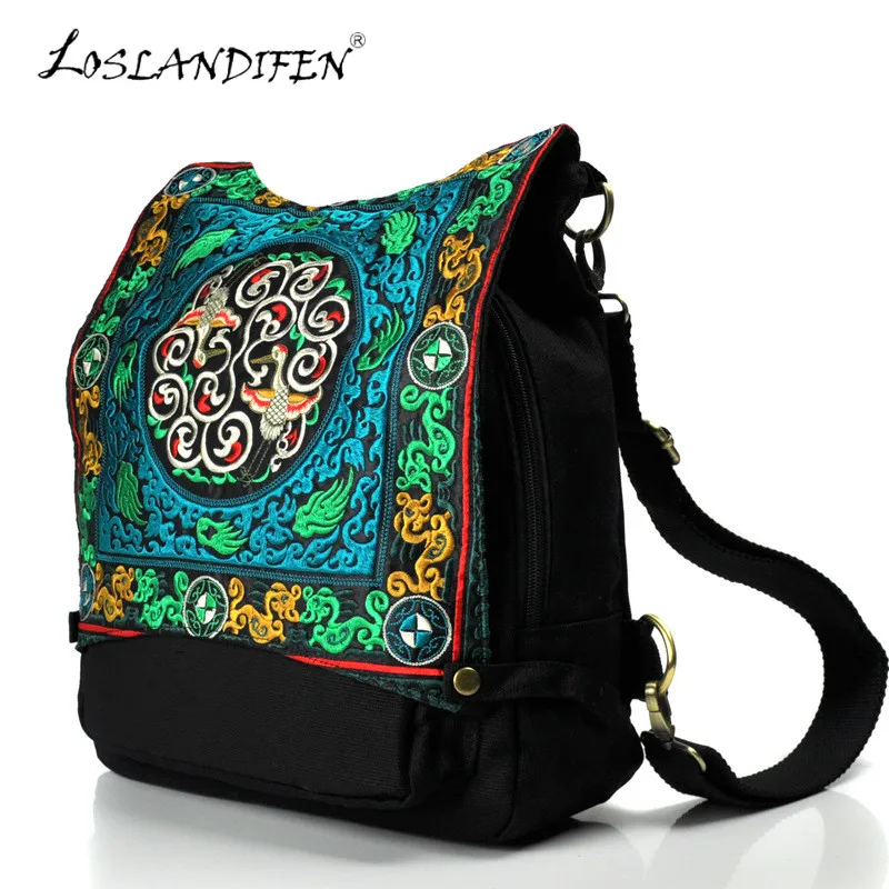 New Embroidered Backpack Chinese Style Dragon Pattern Canvas Embroidery