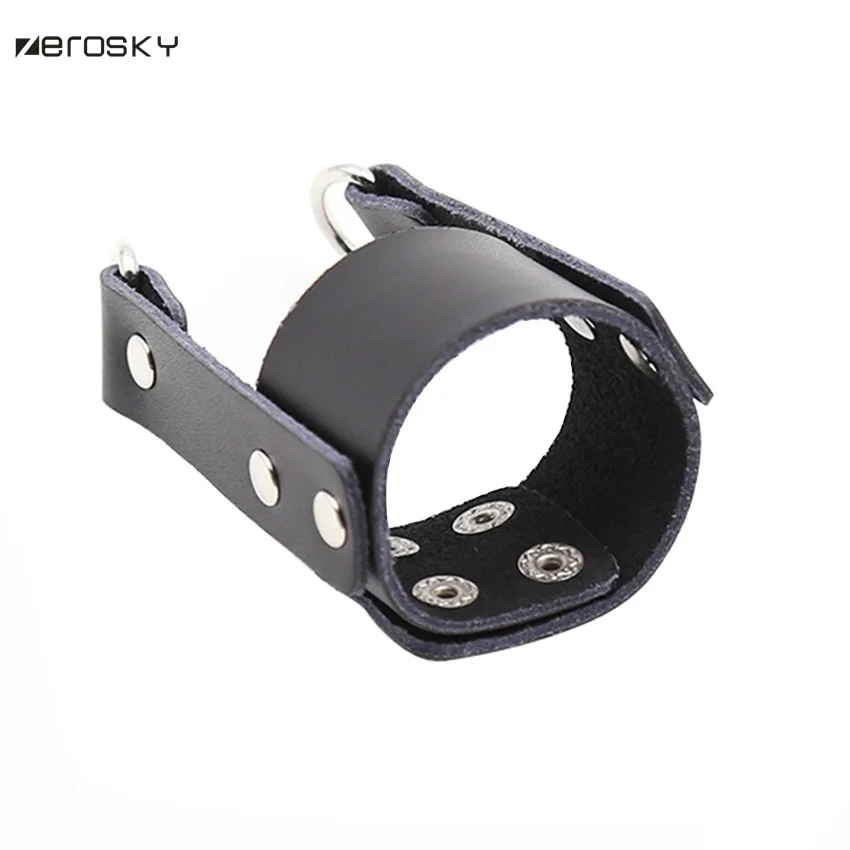 Zerosky PU мужское кольцо для пениса мяч растяжки с поводком кожаный Растяжитель CBT