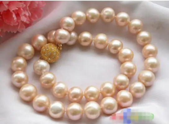 

Hot sale new Style >>>>> AAA++ REAL 17" 13mm ROUND PINK FRESHWATER PEARL NECKLACE