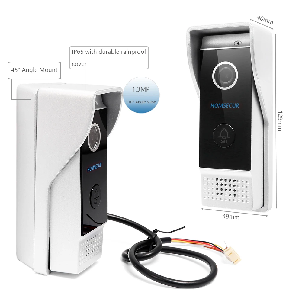 HOMSECUR 7 дюймов видео дверной звонок монитор Интерком с 1.3MP наружная камера IP65