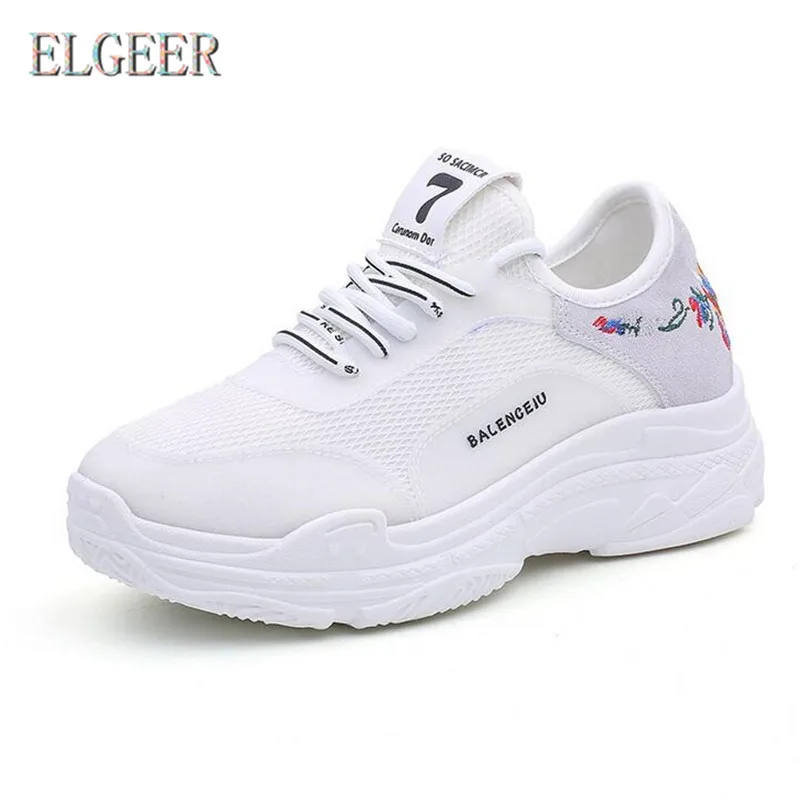 

ELGEER hot Women's Sneakers Platform shoes2018 spring new wild fashion casual mesh women's shoes