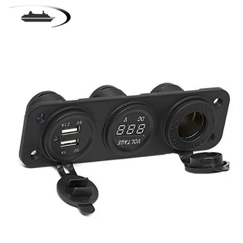 

LED 12V Switch Panel Car Cigarette Lighter Socket Digital Voltmeter Adapter 12 V With Dual USB Charger for Motorcycle Boat