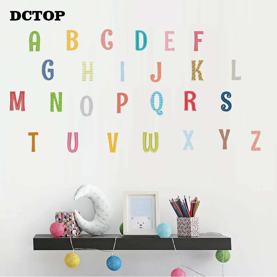 Креативный Алфавит ABC, настенные наклейки в полоску, стильные буквы, сделай сам, художественные виниловые наклейки для детской комнаты, спальни, дома, декоративные обои