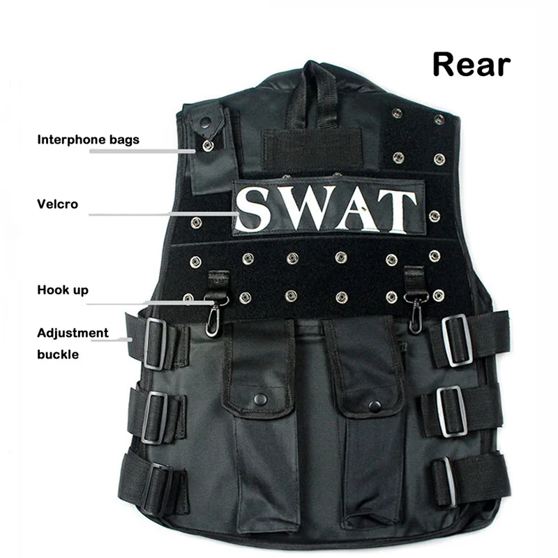 4-Military-POLICE-Law-Enforcement-Vest-Tactical-Vest-SWAT-Combat-vest-CS-equipment-Black-uniform
