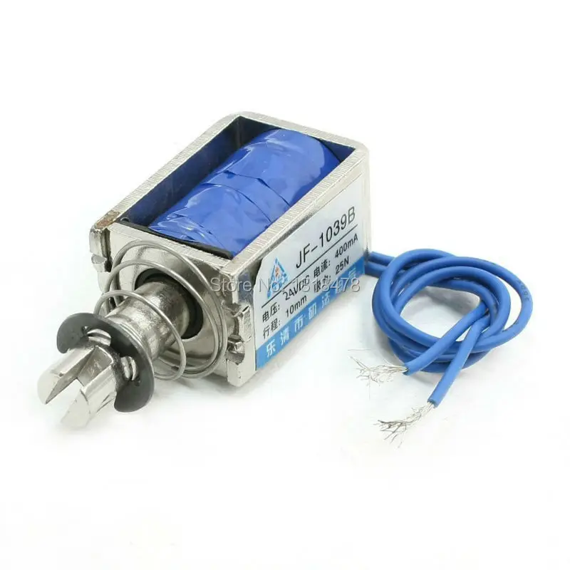 

JF-1039B DC 6V 12V 24V 25N 10mm Stroke Pull Push Type Open Frame Solenoid Electromagnet Linear Motion