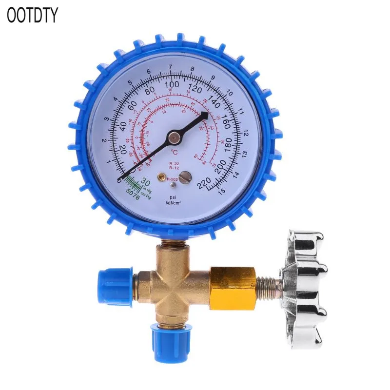 OOTDTY 220PSI 500PSI хладоагент кондиционирования воздуха перезарядки давления калибровочный манометр большой термометр - Цвет: Синий