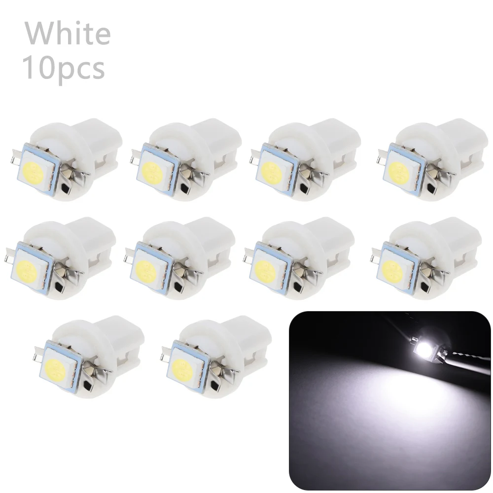 10Pcs LED Light Car Gauge Speed Dash Bulb Dashboard instrument Light Wedge Interior Lamp B8.5D 509T B8.5 5050 Led 1 SMD T5 Lamp - Испускаемый цвет: White
